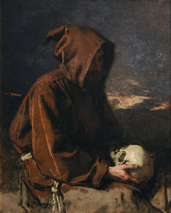 Monk with Skull